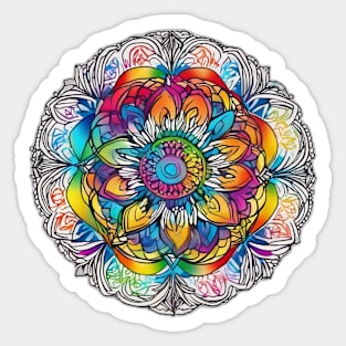 Vibrant Rainbow Mandala Artwork No. 766 Sticker